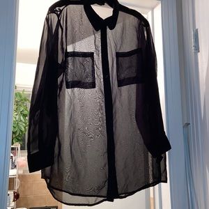 Black See Through Blouse Top